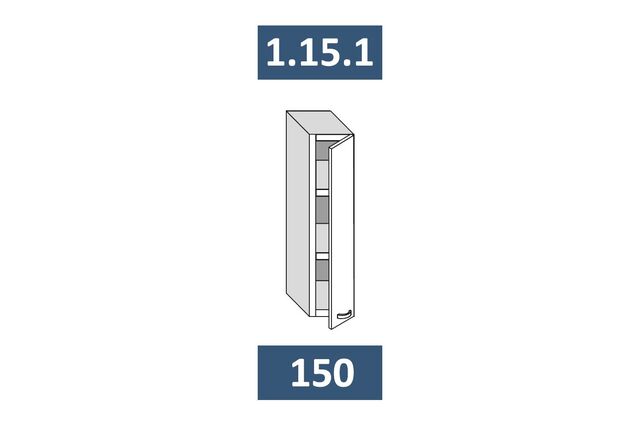 1.15.1 Шкаф настенный на 150 с 1-ой дв. МДФ