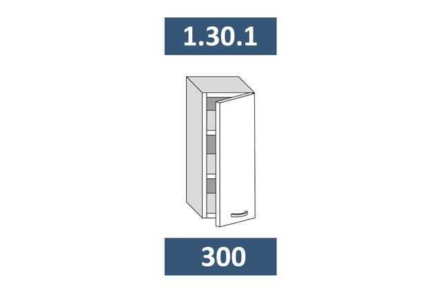 1.30.1 Шкаф настенный на 300 с 1-й дв. МДФ
