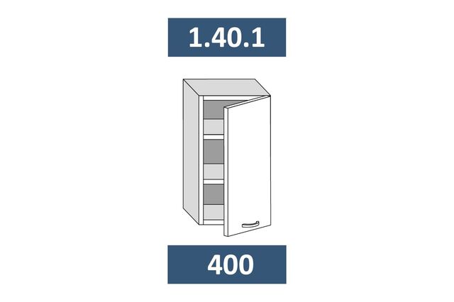 1.40.1 Шкаф настенный на 400 с 1-й дв. МДФ