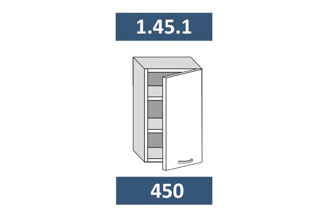 1.45.1 Шкаф настенный на 450 с 1-й дв. МДФ