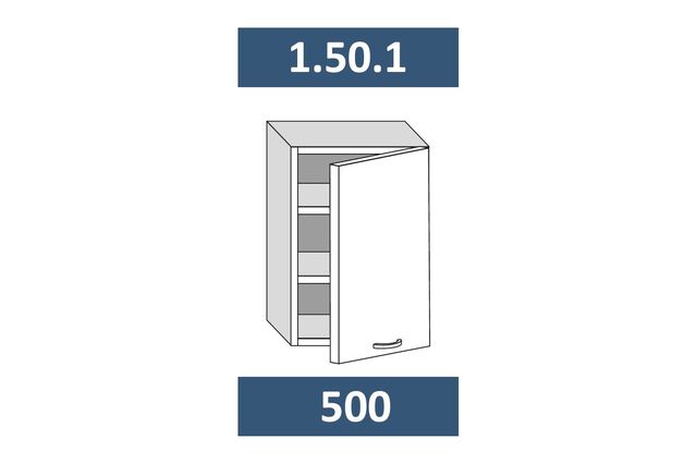 1.50.1 Шкаф настенный на 500 с 1-й дв. МДФ