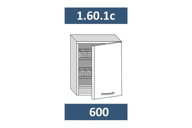 1.60.1с Шкаф настенный на 600 с 1-й дв. под сушку МДФ