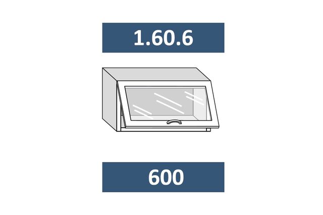 1.60.6 Шкаф настенный на 600 с 1-й гор. стекл. дв. МДФ с подъемн. мех-ом AUENTOS HK-XS