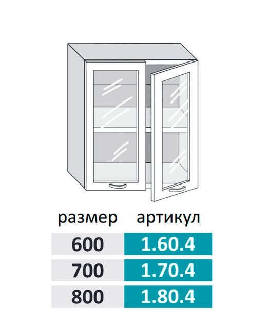 1.70.4 Скарлет Шкаф настенный (h=720) на 700мм с 2-мя стеклянными дверцами