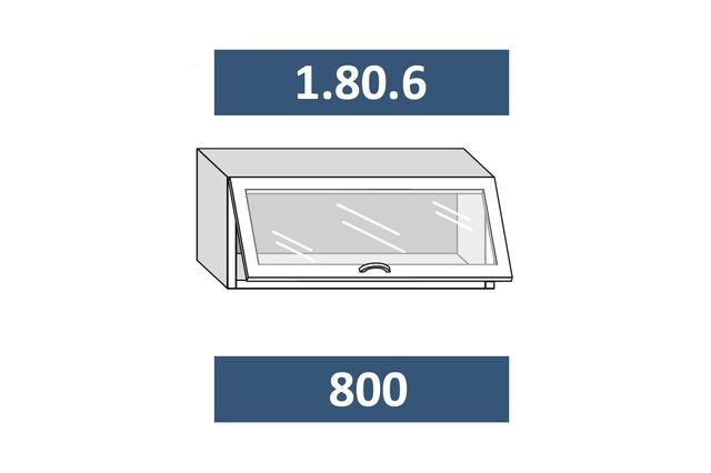 1.80.6 Шкаф настенный на 800 с 1-й гор. стекл. дв. МДФ с подъемн. мех-ом AUENTOS HK-XS