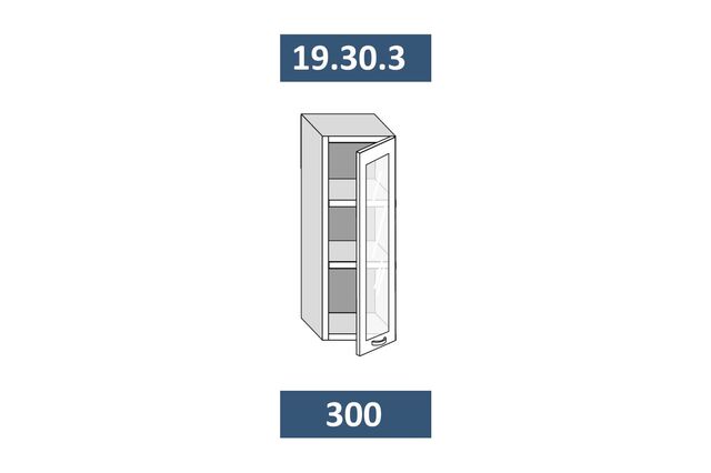 19.30.3 КАТРИН Шкаф настенный (h=913) на 300мм с 1-ой стекл. дверцей