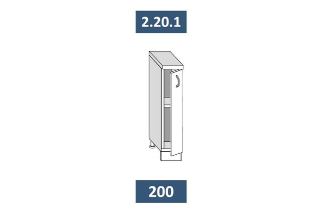 2.20.1 Шкаф-стол кухонный на 200 с 1-й дв. МДФ
