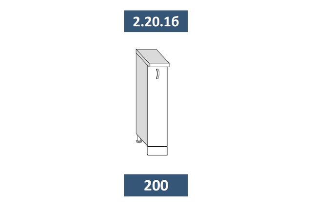 2.20.1б Шкаф-стол на 200 бутылочница выкатная с доводчиком Bella KR25/1/3/200/L , МДФ