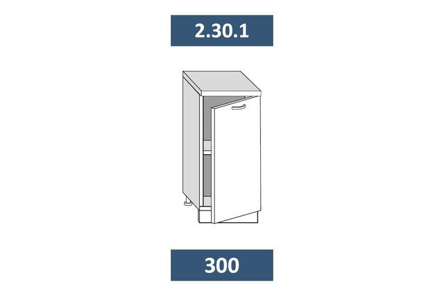 2.30.1 Шкаф-стол кухонный на 300 с 1-й дв. МДФ