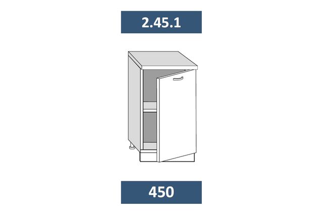2.45.1 Шкаф-стол кухонный на 450 с 1-й дв. МДФ