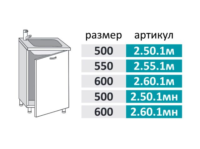 2.55.1м Фиджи Шкаф-стол под мойку на 550мм с 1-й дверцей