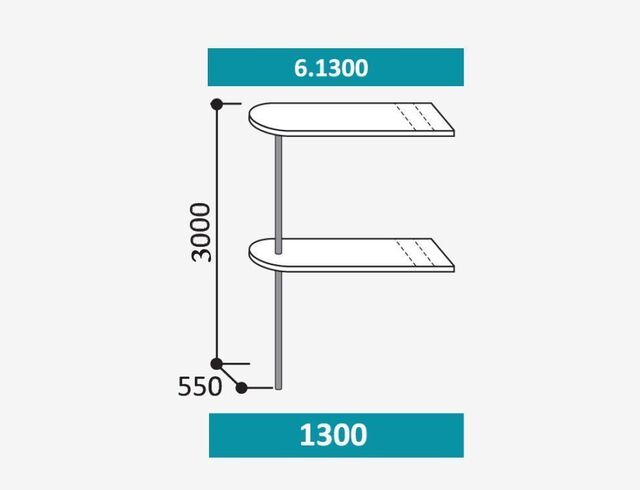 6.1300  СТЕФАНИ Стойка барная 1300 на трубе (h3000мм), глянец