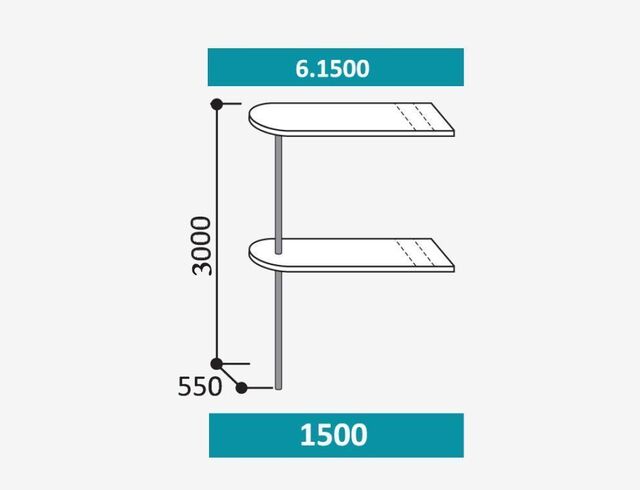 6.1500  СТЕФАНИ Стойка барная 1500 на трубе, глянец
