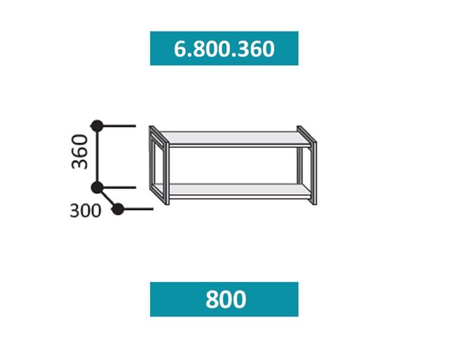 6.800.360 СТЕФАНИ Полка 800мм (h=360). ЛДСП дуб бунратти/металл черный