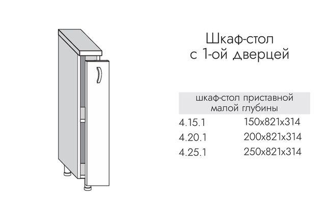 А4.20.1 АЛЬФА ГРЕЙС Шкаф-стол 200 с 1-й дв.МАЛЫЙ МДФ