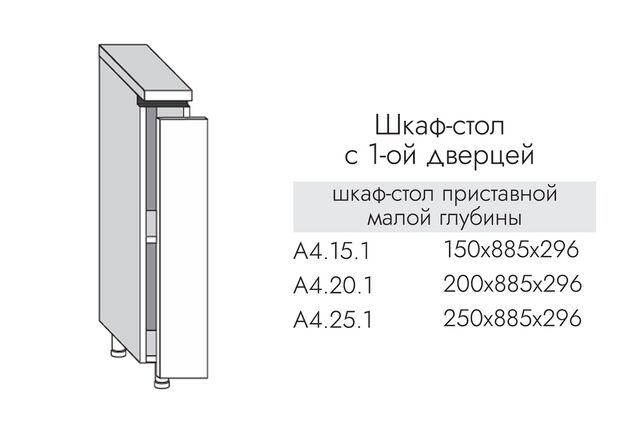 А4.25.1 АЛЬФА ГРЕЙС Шкаф-стол 250 с 1-й дв.МАЛЫЙ МДФ