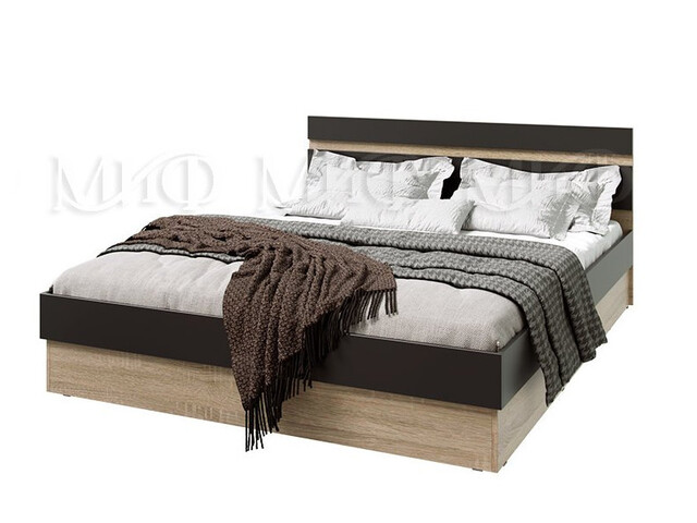 Кровать Ким 1400 Графит софт, сонома