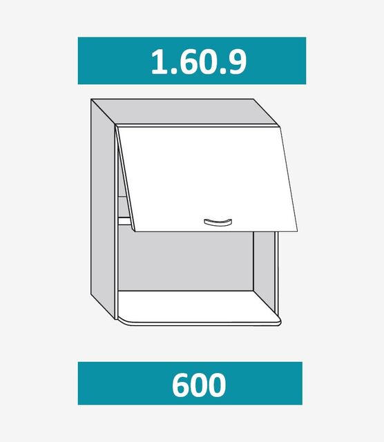 1.60.9  Шкаф настенный (h=720) на 600 с 1-й гор. дв. и полкой под СВЧ МДФ