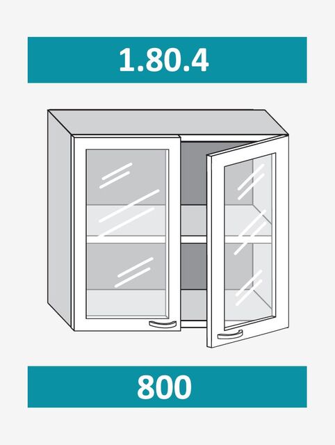 1.80.4 Шкаф настенный (h=720) на 800мм с 2-мя стек.дверцами
