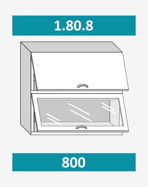1.80.8 Шкаф настенный (h=720) на 800 с 2-мя гор. дв., 1 ст. дв.