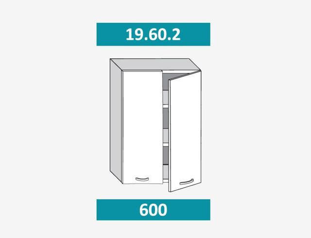 19.60.2 Шкаф настенный (h=913) на 600мм с 2-мя дверцами