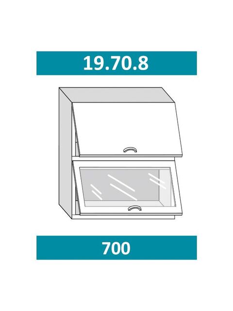 19.70.8 Шкаф настенный (h=913) на 700 с 2-мя гор. дв., 1 ст. дв.