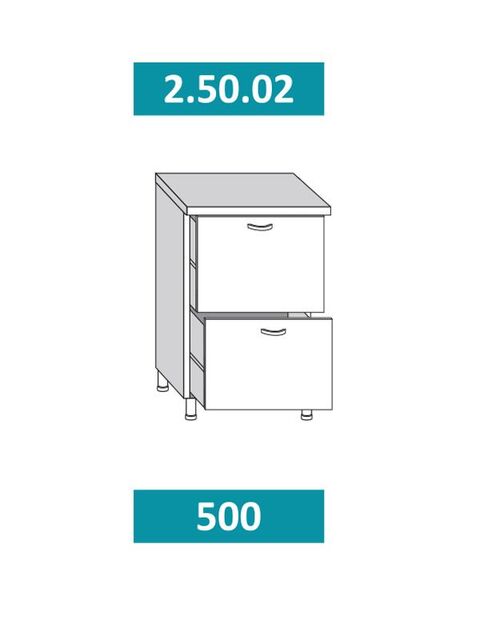 2.50.02 Шкаф-стол на 500мм с 2-мя ящиками