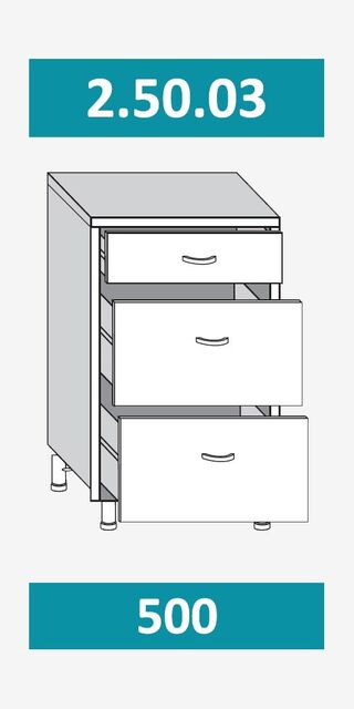 2.50.03 Шкаф-стол на 500мм с 3-мя ящиками