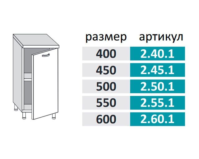 2.55.1 Шкаф-стол на 550мм с 1-ой дверцей