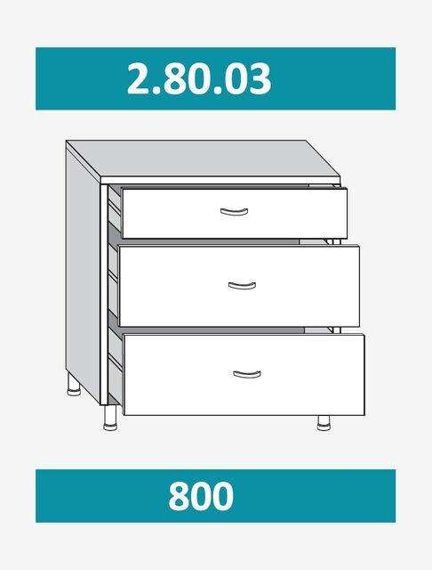 2.80.03 Шкаф-стол на 800мм с 3-мя ящиками