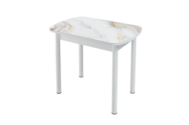 Стол Бостон, ф/п Оникс золотой, 900*600 мм, белый/брифинг белый