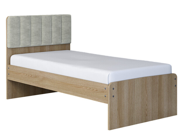 Кровать одинарная №10 с мягкой головной спинкой каретная стяжка Велюр 004