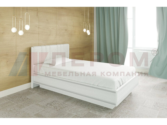 Кровать с мягким изголовьем КР-1011 1200х2000 Снежный Ясень