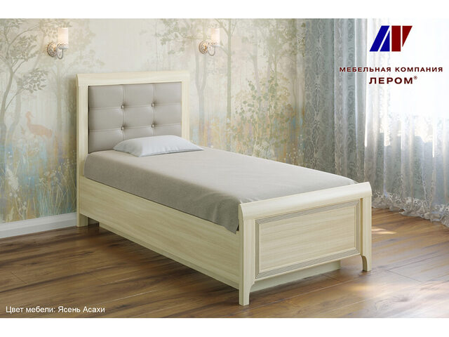 Кровать с мягким изголовьем КР-1035 900х1900 Ясень Асахи