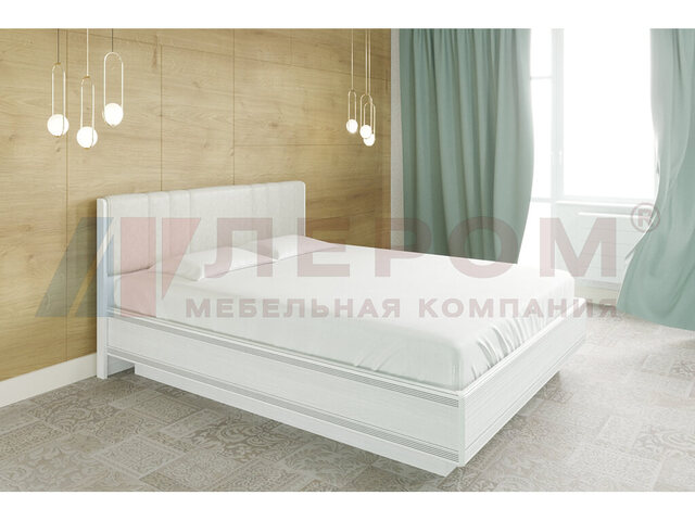 Кровать с мягким изголовьем КР-1014 1800х2000 Снежный Ясень