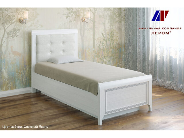 Кровать с мягким изголовьем КР-1035 900х1900 Снежный Ясень